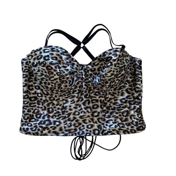 VTG Fredericks Of Hollywood Bustier Corset Size M 90s Leopard Print Sexy - Picture 1 of 5
